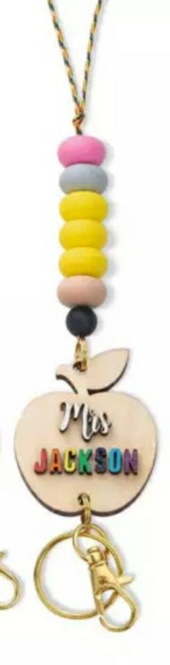 New Style! Lanyard Blanks with Apple Wood Disc & Silicone Beads